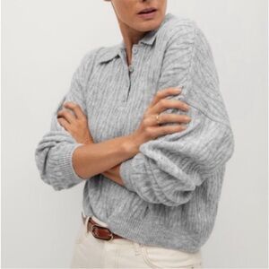 MNG loose knit oversized sweater polo light gray L